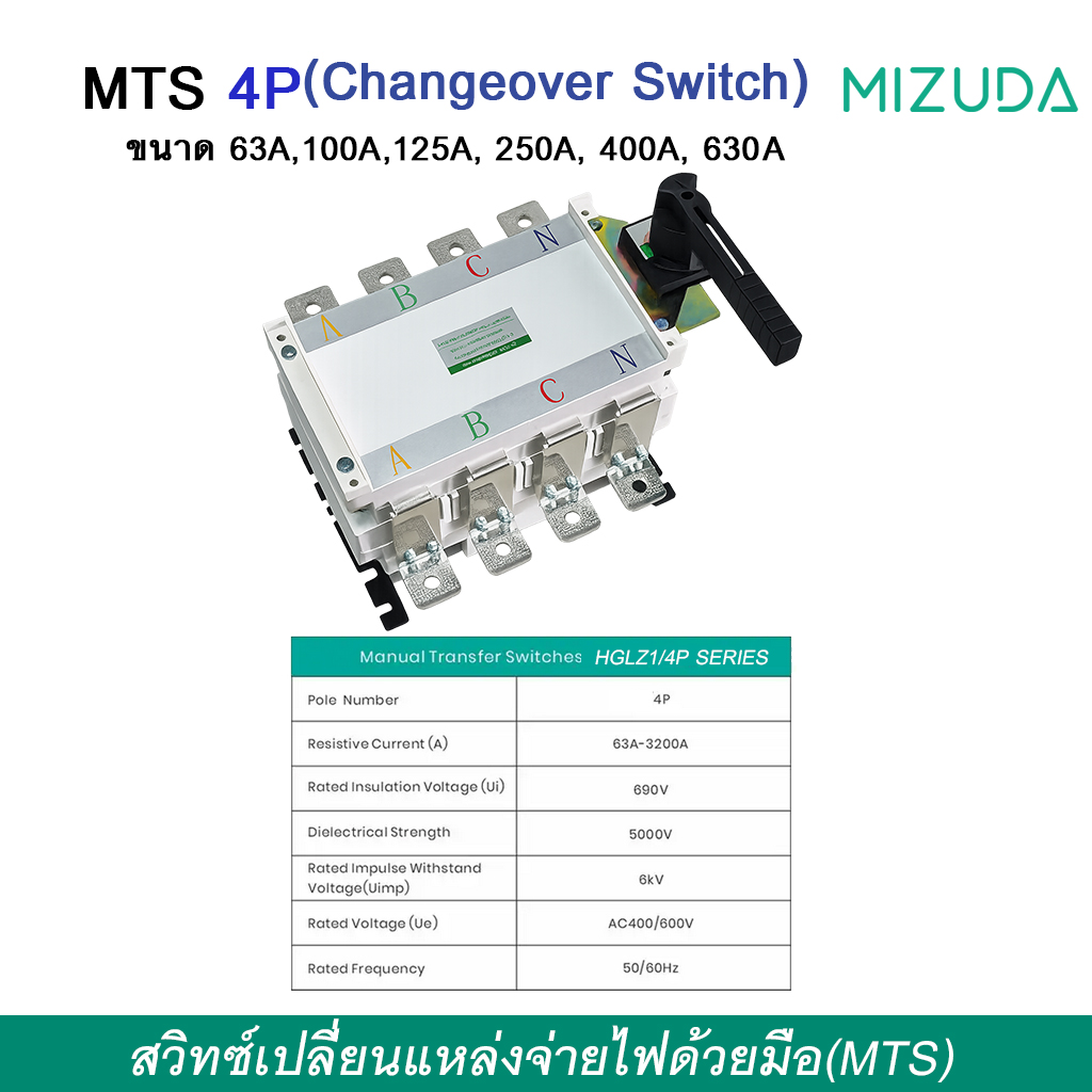 MTS 4P สวิทสลับแหล่งจ่ายไฟ